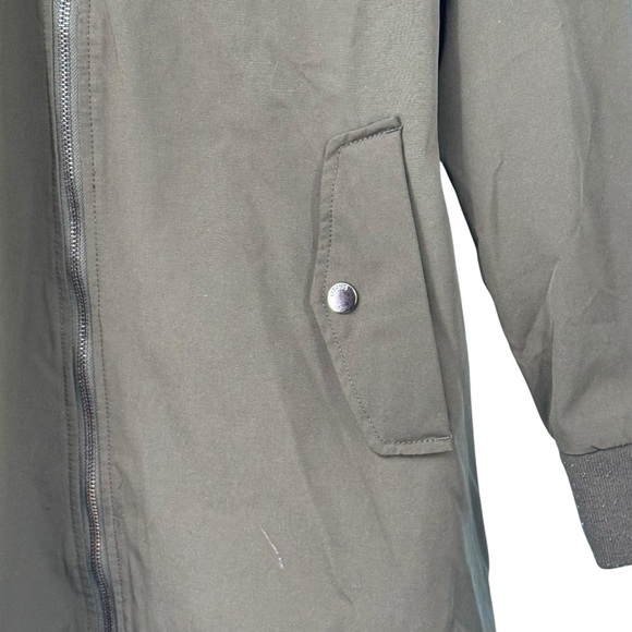 Green Raincoat with Stand-Up Collar and Zipper Closure - Picture 5 of 13